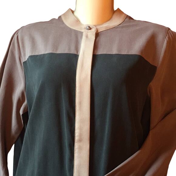 Soft Surroundings Color-block Button Front Silk Tunic Top Small - Picture 2 of 6